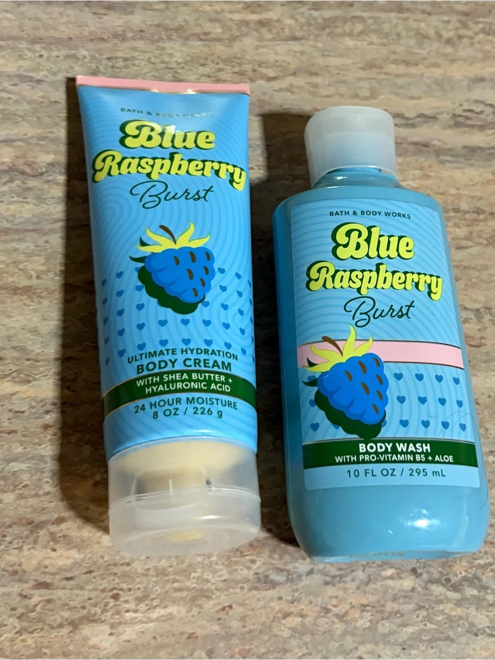 Bath & Body Works Blue Raspberry Burst Body Wash & Body Cream - Duo